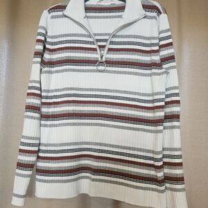 No Boundaries Striped Turtleneck Sweater with Zipper